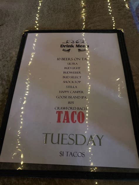 Menu at Timmy'Z pub & bar, El Paso .